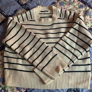 Striped Knit Pullover Sweater Black and Cream Nordstrom T Tahari